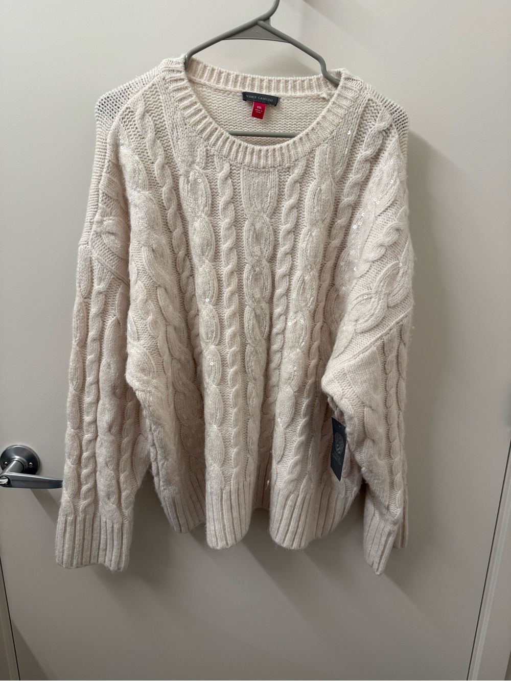 Vince Camuto Cream Cable Knit Crewneck Sweater NWOT